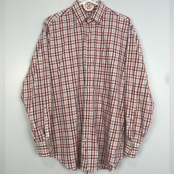 Peter Millar Men’s 100% Cotton Gingham Multicolored Button Down Shirt Sz Large L - Picture 1 of 10